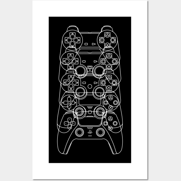 Controles de PlayStation PS1-PS5 (Lineas Blanca) Wall Art by ZeroSagitary